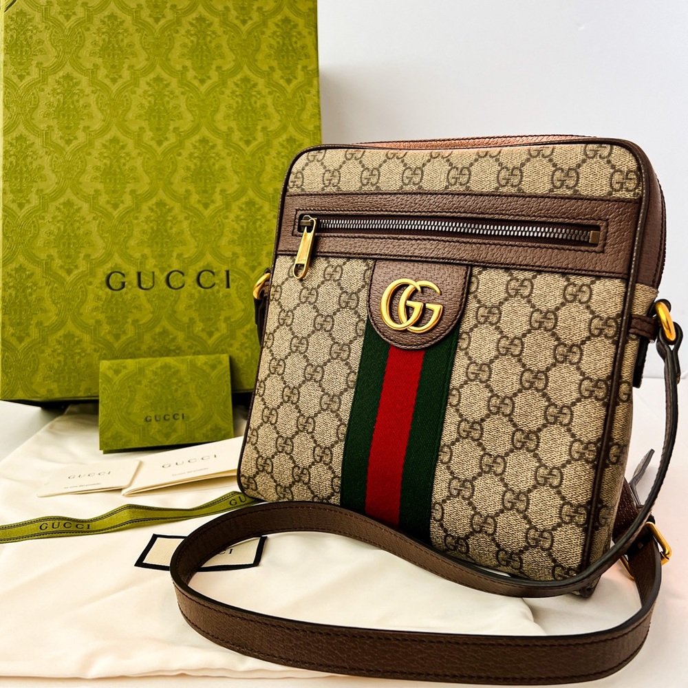Gucci GG Supreme Monogram Web Small Ophidia Messenger Bag Full Set
